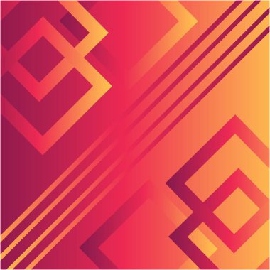 Renkli Turuncu soyut arkaplan kare dekorasyonu. Web afişi, el ilanı, kart veya broşür kapağı için minimalist modern grafik tasarım unsuru kesme biçimi konsepti