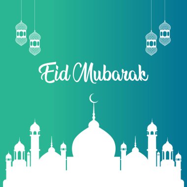 İslam Camiinin Arap Desenli Arkaplanı, Bayram Mübarek İçin Tasarım Kartı 