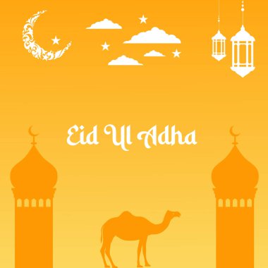 Arka planı Cami, Yıldızlar ve Fenerlerle El-Mübarek Kurban Bayramı 'ndaki Qurban.