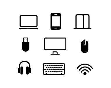 Aygıt Hattı Simgeleri. Düzenlenebilir Vuruş. Piksel Mükemmel. Mobil ve Web için. Smartphone gibi simgeler içerir