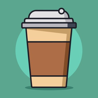 Tek kullanımlık kahve fincanı düz tasarım, uzun gölgeli..