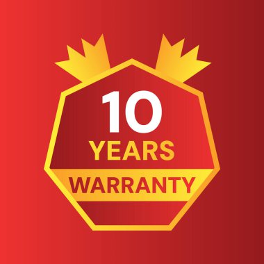 Kurdele şekilli modern Hexagon ilk 10 yıl kırmızı zemin ile garanti sarı rozet 
