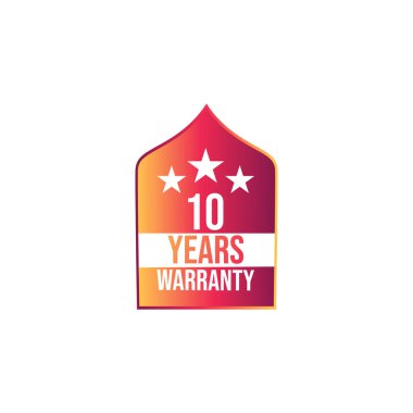 3 yıldızlı Kırmızı ve Turuncu Gradyan 10 yıllık garanti rozeti