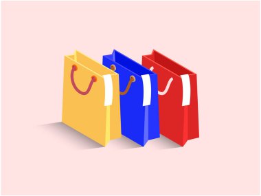 Minimalist Renkli Boş Alışveriş Torbaları İzole Satış ve Hediyeler