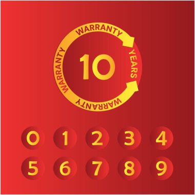 On yıllık teminat geçmişi ve kırmızı kurdeleli altın rozeti.