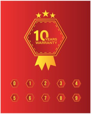 On yıllık telif hakkı belgesi altın rozetli sınırsız koleksiyon kırmızısı arka plan