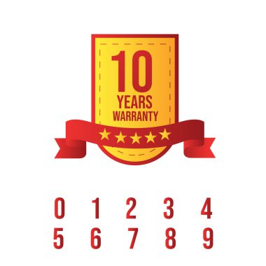 On yıllık telif hakkı belgesi, kurdele rozetli beyaz arka plan.