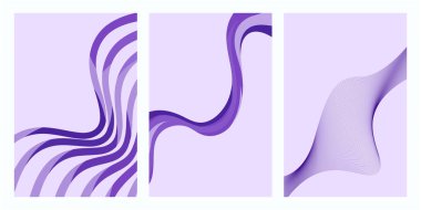 Soyut mor poster seti, parlak sıvı desenli pürüzsüz bulanık arkaplan, kopyalama alanı olan pembe sıvı pankart