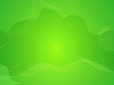 Dalga eğrisi katmanı ve geometrik şekil elementi ile modern sıvı yeşil gradyan soyut arkaplan