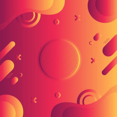 Merkez dijital şablon, kapak tasarımı, arkaplan tasarımı, daire shpae ile Turuncu Kırmızı Gradyan Soyut Arkaplan