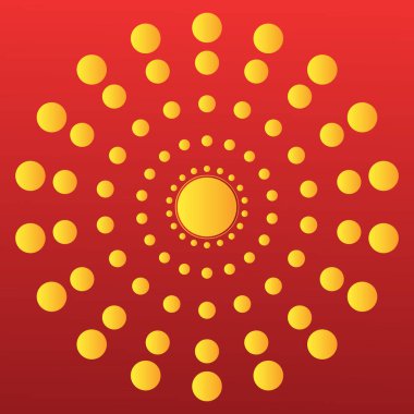 Kırmızı arkaplan ve sarı yarım ton noktalı desen. Arkaplan, kırmızıdan sarıya pürüzsüz bir eğime sahiptir.