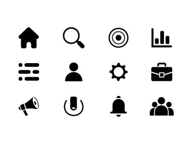 Ofis ve İş Düzenleme Simgeleri ayarlandı. İş ikonlarının modern ince çizgi tarzı ev, takım çalışması, belgeler, cihazlar ve daha fazlası ile vektör illüstrasyonu. Mobil uygulamalar için piktografikler ve bilgi grafikleri