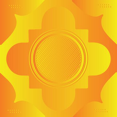 Renkli geometrik şekilli soyut arkaplan tasarımı. Çember şeklinde sarı ve turuncu arkaplan ile soyut desen