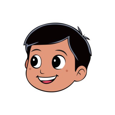 Küçük şirin çocuk gülümseyen yüz vektör çizimi