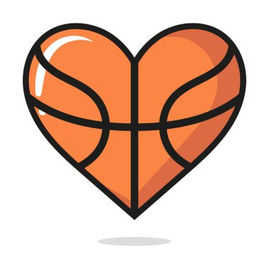 Beyaz Arkaplanda Basketbol Kalbi Şekli