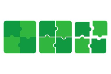 Beyaz arkaplanda üç kare bulmaca kümesi