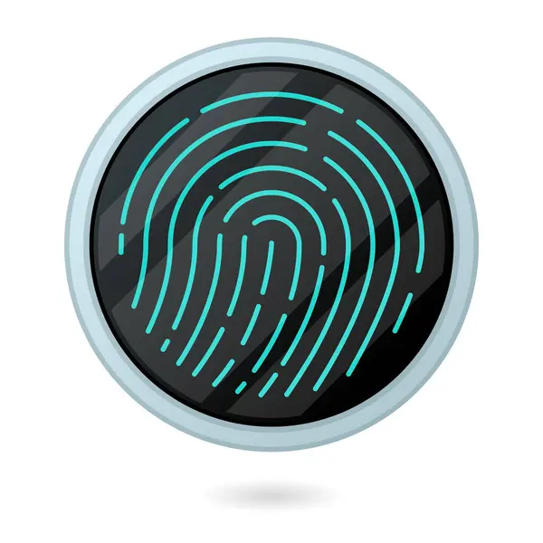 Botão Impressão Polegar Biometria Estilo Gradiente —  Vetores de Stock