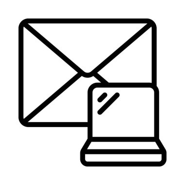 Laptop E- posta Simgesi, Vektör İllüstrasyonu