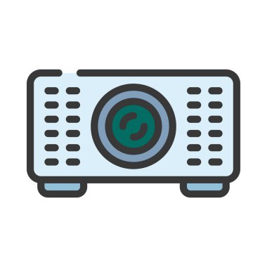 Projektör web simgesi düz tasarım, vektör illüstrasyonu