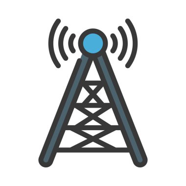 Radyo Kulesi simgesi vektörü beyaz arkaplanda izole edildi