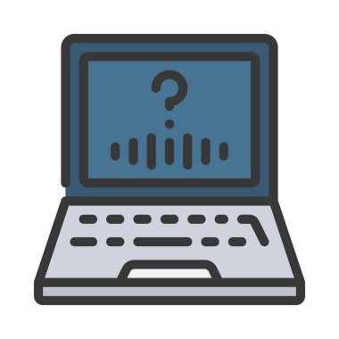 Ses Denetimli Laptop simgesi, vektör illüstrasyonu 