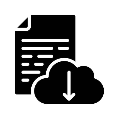 Belge Bulut İndirme Simgesi, Vektör İllüstrasyonu