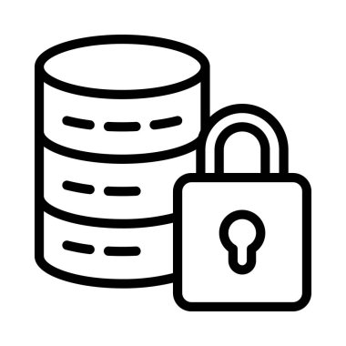 Kilitli Veritabanı ikon vektör çizimi 