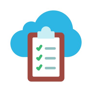 Bulut Kontrol Listesi Simgesi, Vektör İllüstrasyonu