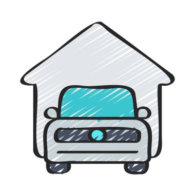 Beyaz arkaplanda elektrikli araba ev simgesi