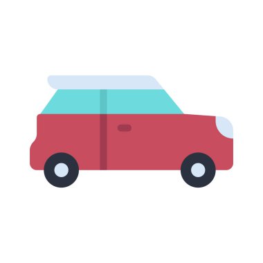 Hatchback Mini Car düz simgesi, vektör illüstrasyonu 