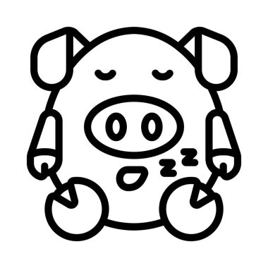 Uyuyan domuz yassı ikonu, vektör illüstrasyonu 