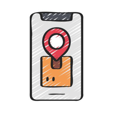 Mobil Paket İzleme Kalıbı düz simge, vektör çizimi                        