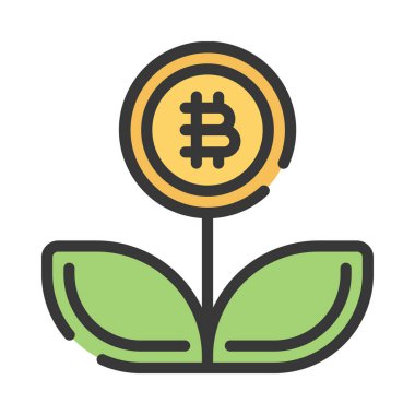 Kripto Büyüme simgesi. Global Dijital Teknolojiler. Vektör illüstrasyonu