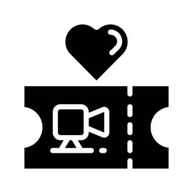 Movie Ticket vektör glifleri düz simge