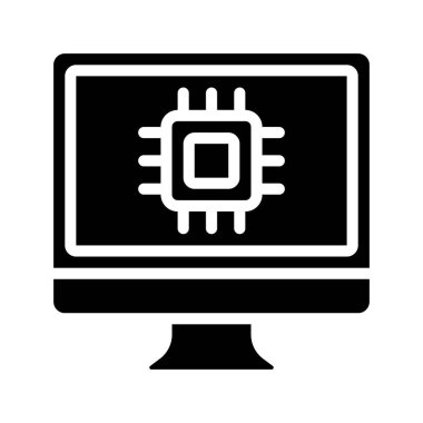 bilgisayar çipi simgesi, vektör illüstrasyonu 