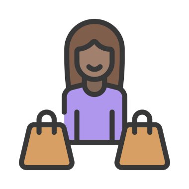 Müşteri düz simgesi, vektör illüstrasyonu 