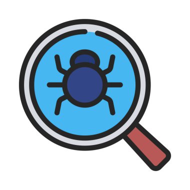 Malware arama simgesi, vektör illüstrasyonu  