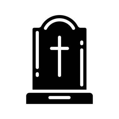 Gravestone web simgesi düz tasarım, vektör illüstrasyonu
