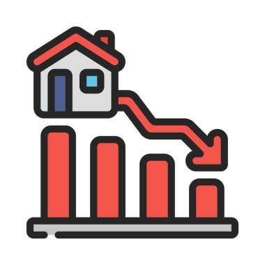 Konut Piyasası Küçültme ikon vektör illüstrasyon tasarımı