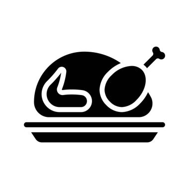 Noel Yemeği Tabağı düz simgesi, vektör illüstrasyonu 