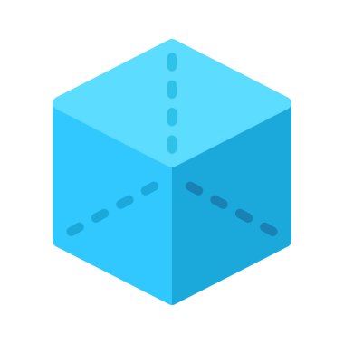 3D Şeffaf Küp simgesi, vektör illüstrasyonu basit tasarım