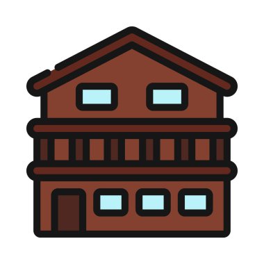  Bina simgesi. Anahat illüstrasyon vektör simgesi web için oluşturma