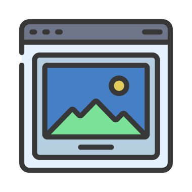 Dağların düz simgesi, vektör illüstrasyonu 