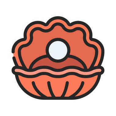 İstiridye yassı simgesi, vektör çizimi 