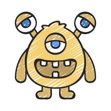 Beyaz arka planda Yumurta Uzun Göz Canavarı