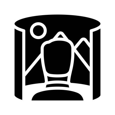 Panoramik Ekran düz simgesi, vektör illüstrasyonunu izle 