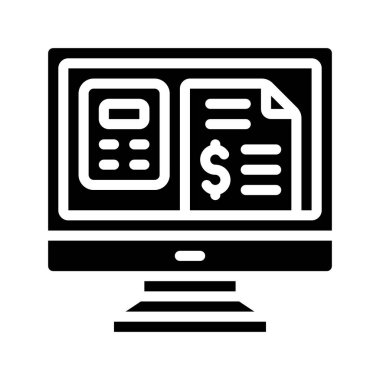 Bilgisayar Bütçe simgesi, vektör illüstrasyonu 