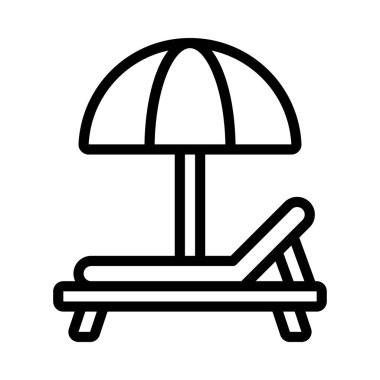 şemsiye ve Lounger vektör simgesi