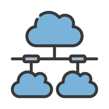 Bulut ağ simgesi, vektör illüstrasyonu