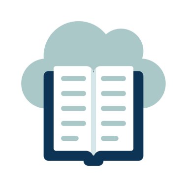 Bulut Kitap Simgesi, Vektör İllüstrasyonu